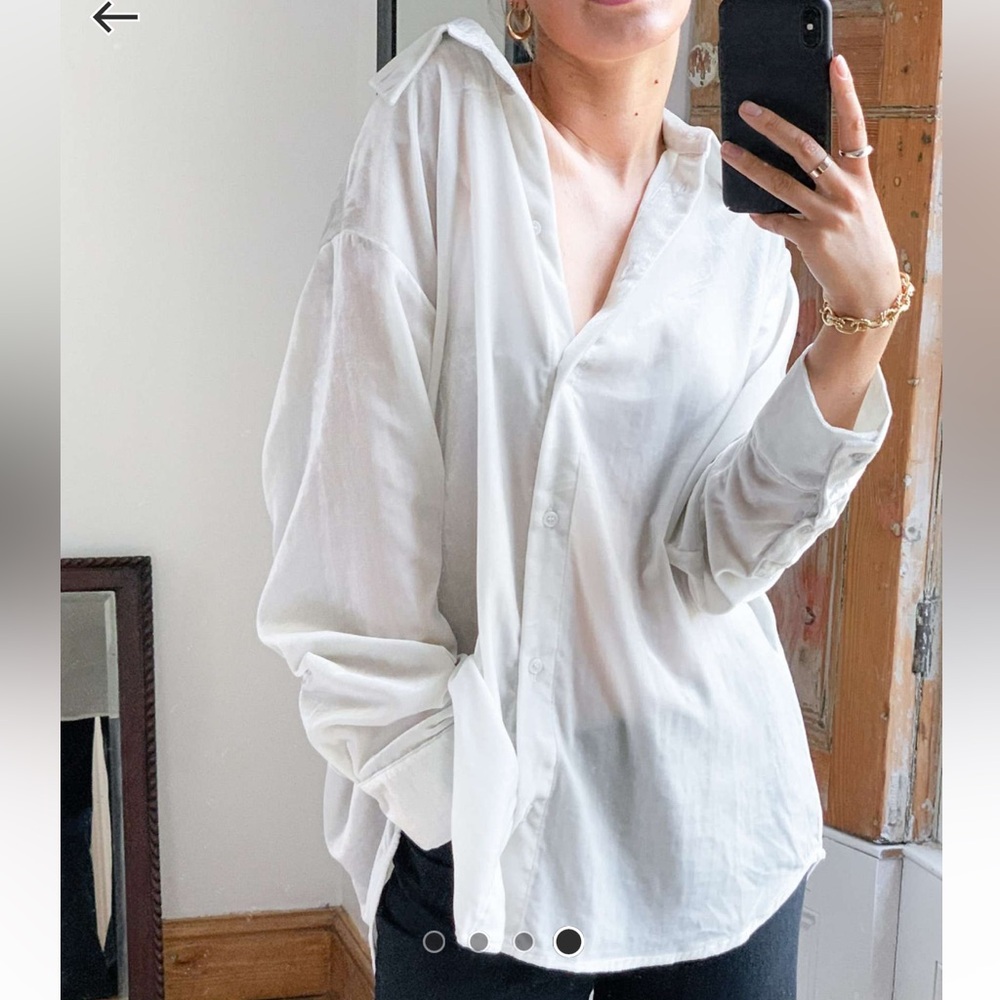 Weekday Faustine Oversized Velvet Shirt in Light Beige
